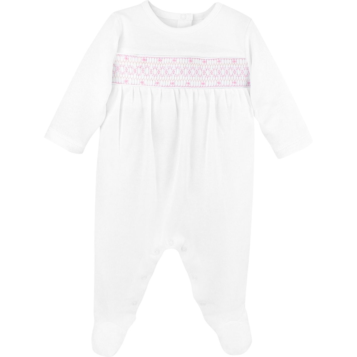 Pink and White Smocked Footie