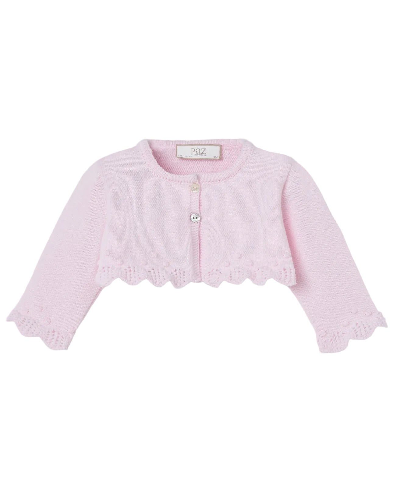 Knit Newborn Short Cardigan Alaia Chalk Pink