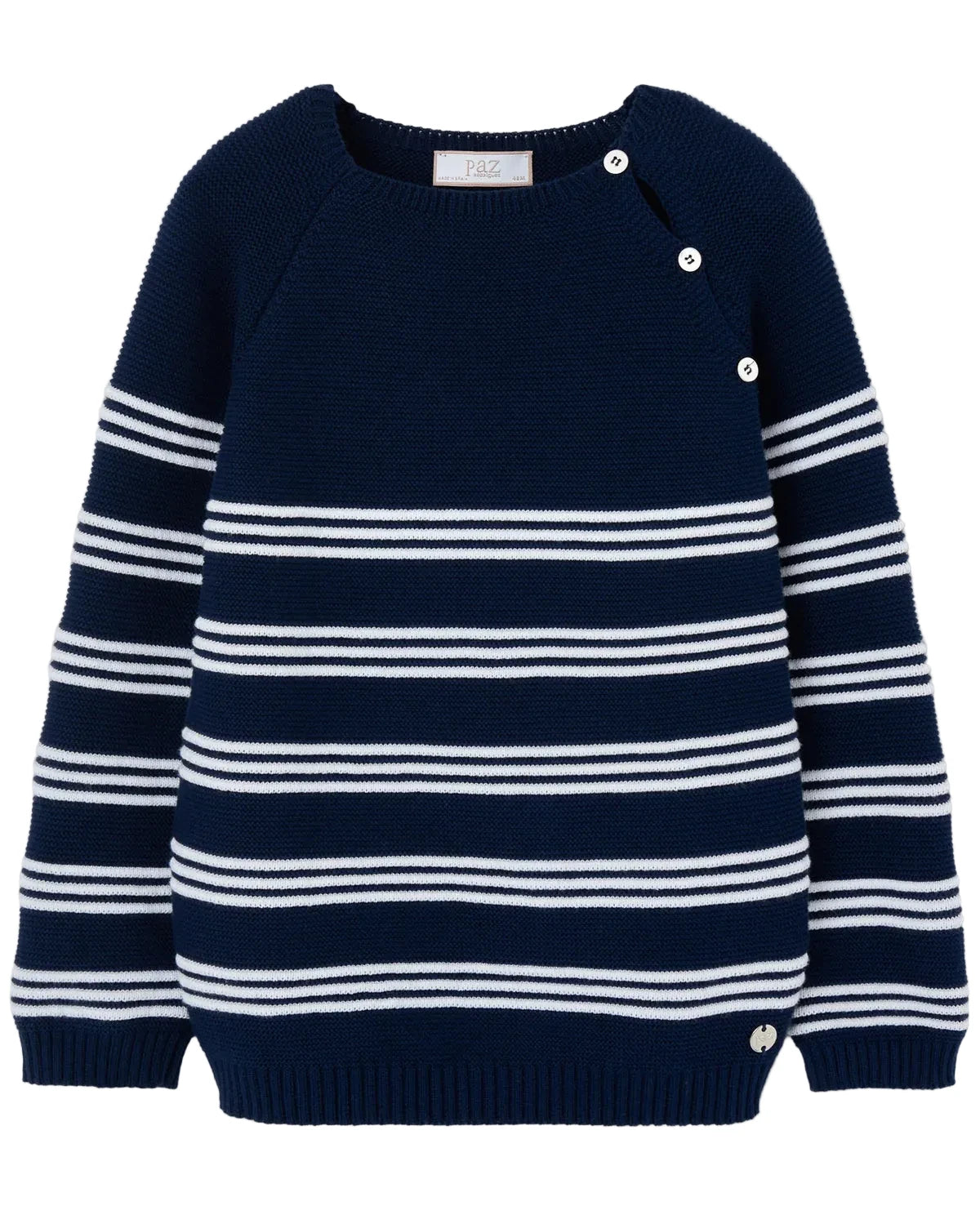 Elsora Knit Sweater Navy Blue/White