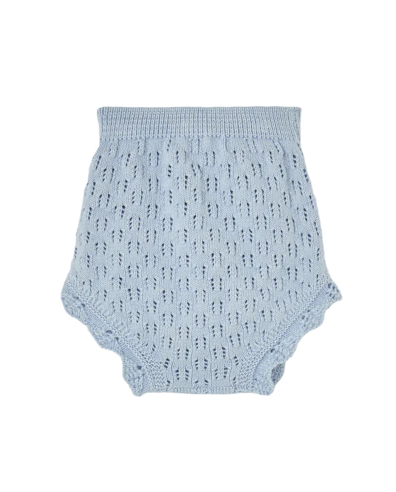 Set Woven Newborn Short Dress and Bloomers White/Sky Blue