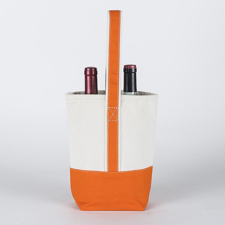 2 Bottle Canvas Wine Gift Host Bag- Orange