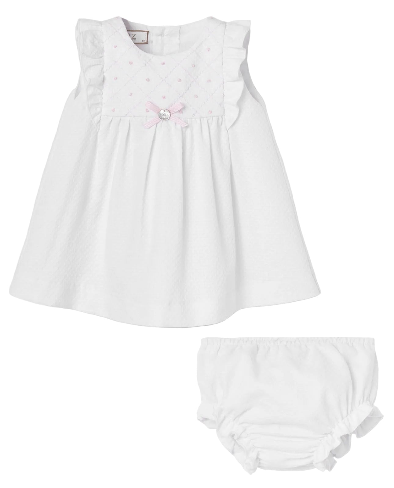 White Woven Two Piece Dress with Bloomers 153393+153392