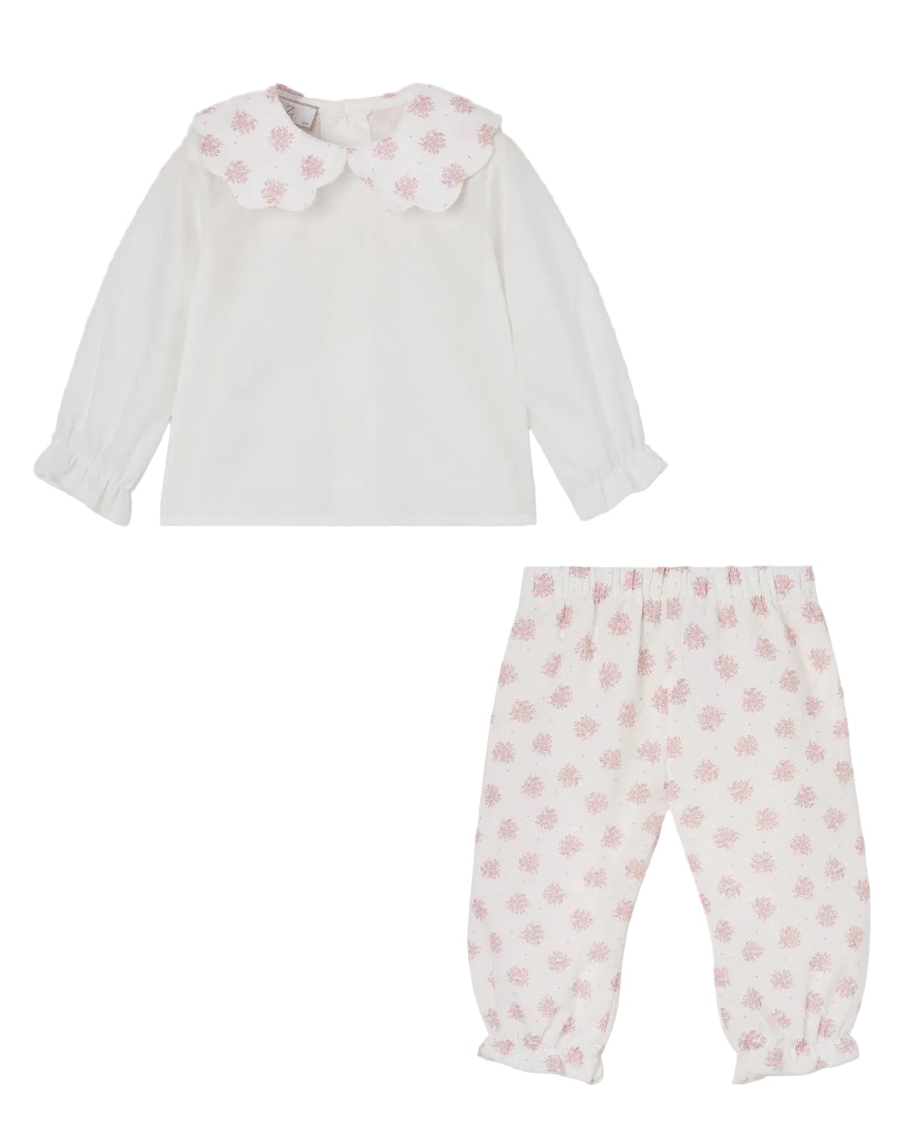 Set Woven Newborn Blouse and Trousers Cream