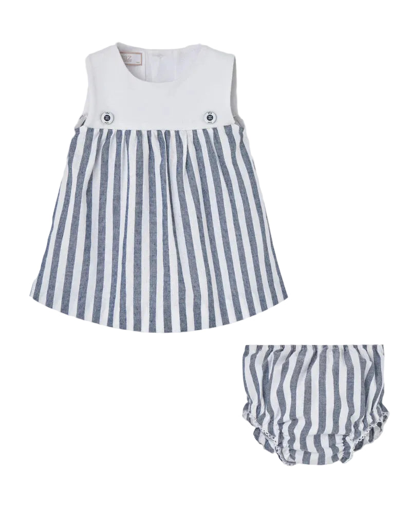 White and Navy Dress and Bloomer