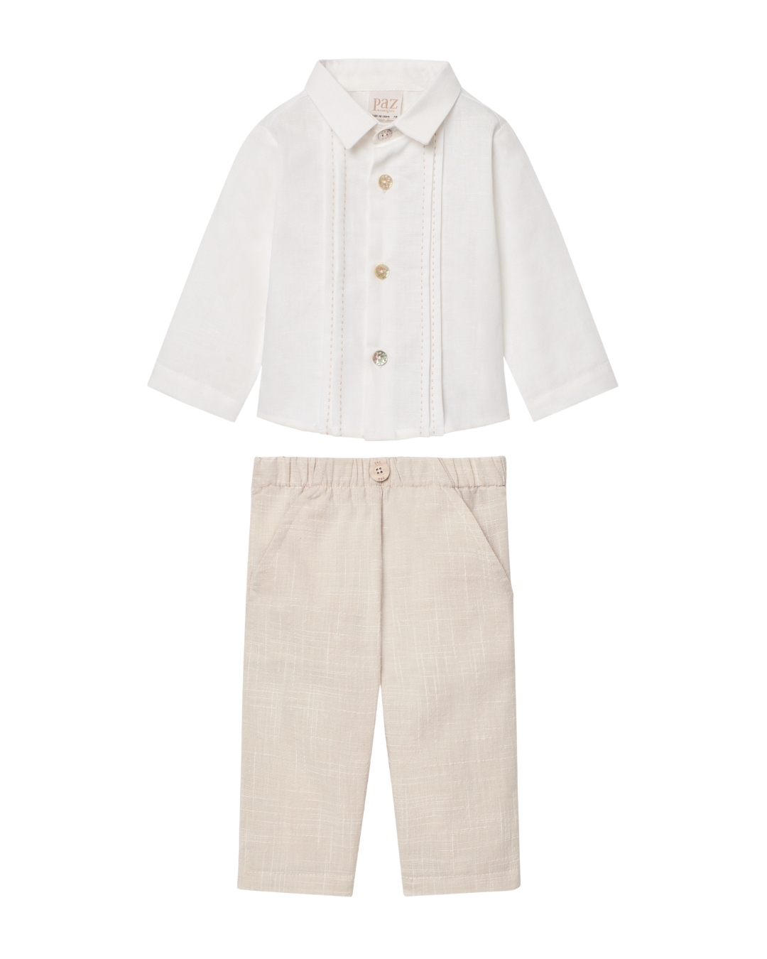NATURAL TEXTURED SHIRT PANTS SET main image 1