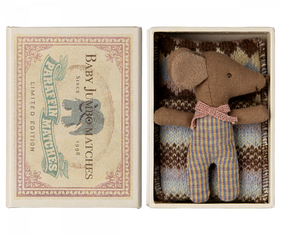 Sleepy wakey baby mouse in matchbox - Rose