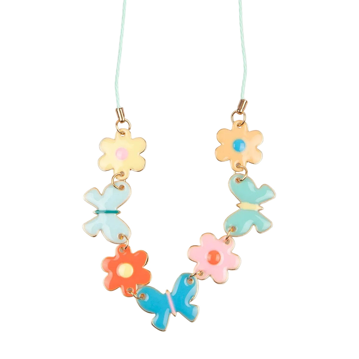 Butterflies & Flowers Enamel Charm Necklace