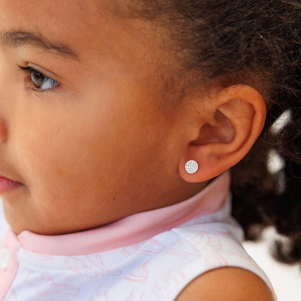 Sports Balls Stud Earrings - Hypoallergenic, Flat Back, Girl