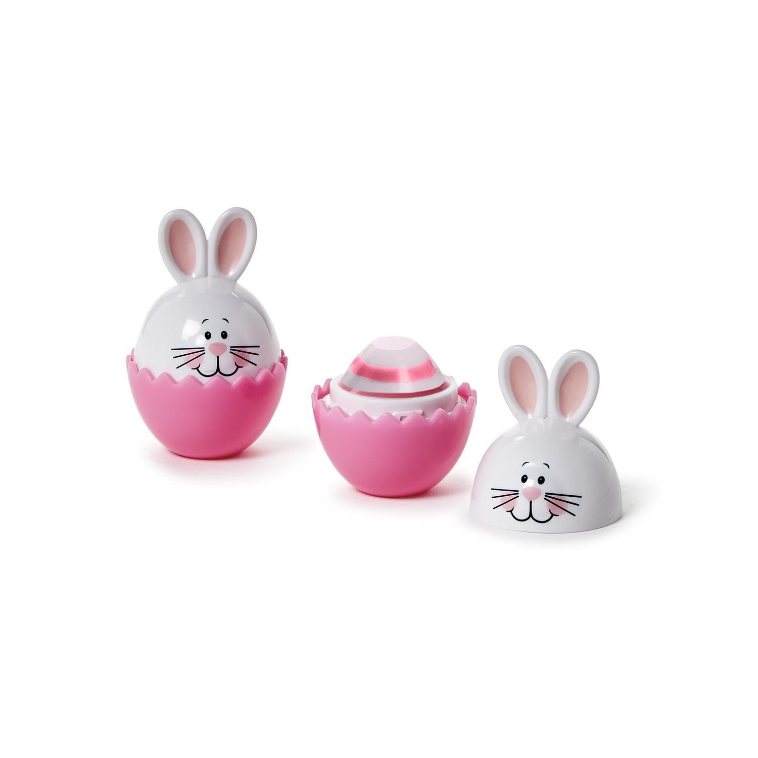 Cute Marshmallow Scented Bunny Swirl Lip Balm by Cupcakes and Cartwheels, featuring a playful design with bunny faces and pink accents, perfect for soft, sweet-smelling lips. Ideal bunny lip balm for all ages!
