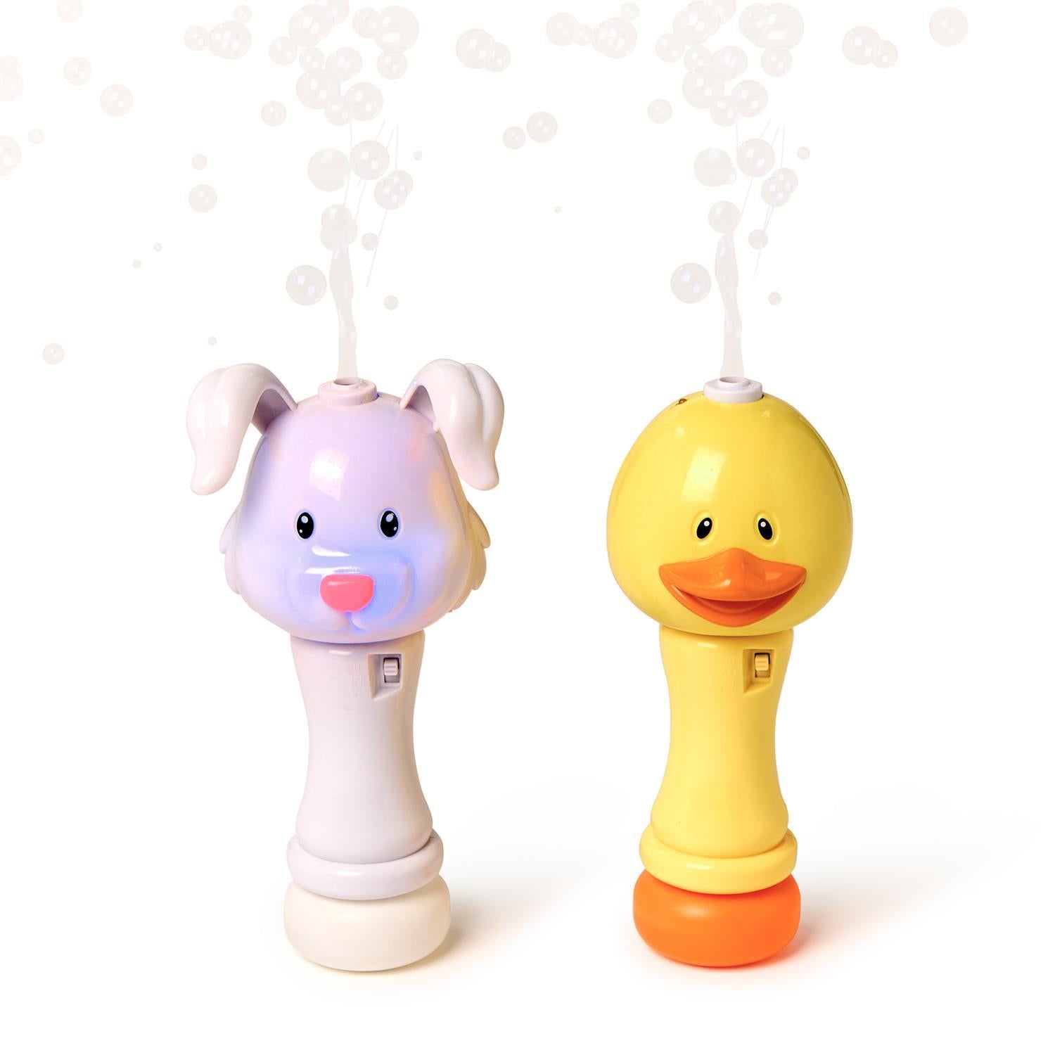 LED Illuminating Bubble Blower Wand - Duck or Bunny Design with Mesmerizing Lights, Ages 3+
