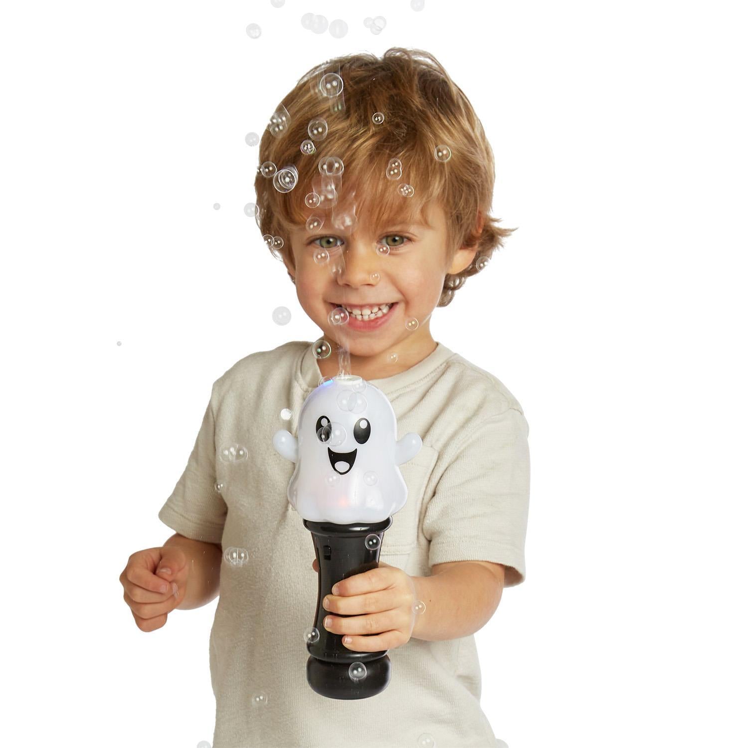 Glow in the Dark Ghost Illuminating Bubble Wand Blower with Refillable Bottle and Solution in Gift Box