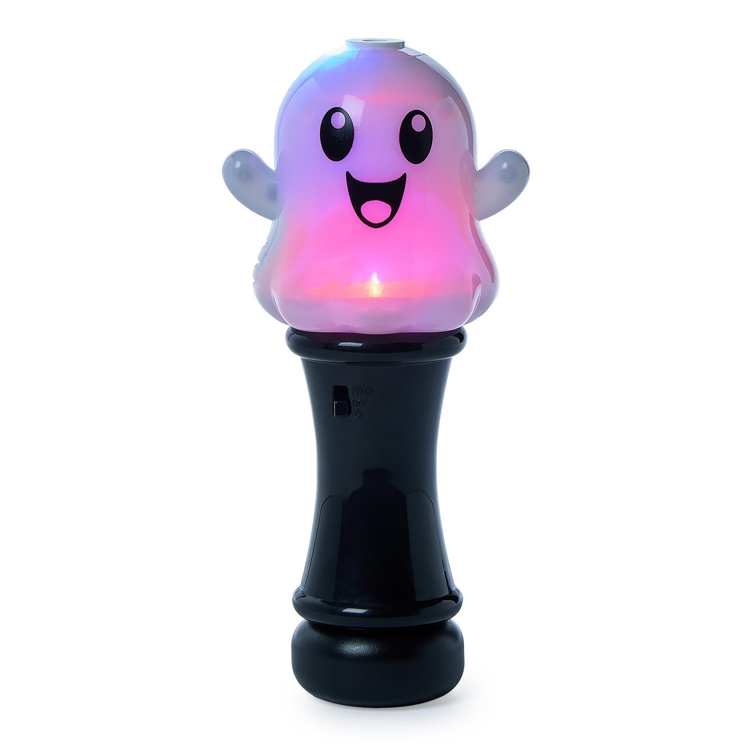 Glow in the Dark Ghost Illuminating Bubble Wand Blower with Refillable Bottle and Solution in Gift Box