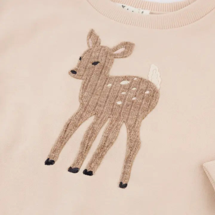 Deer Applique Millie Slouch -Pale