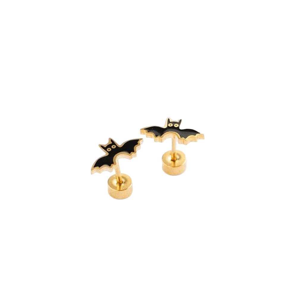 Charming Bat Earrings from Pip Pop Post designed for Halloween fashion, showcasing a playful touch to everyday outfits.