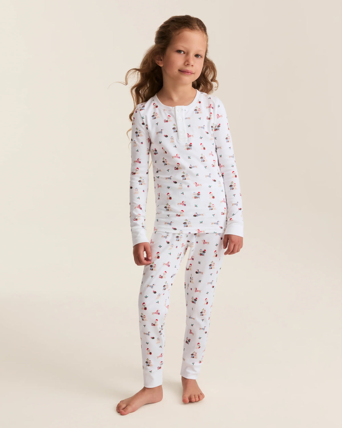 Kid's Pima Snug Fit Pajama Set in Woof De Noel