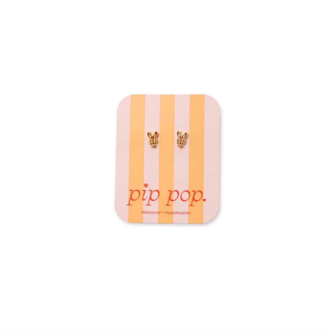 Lobster Stud Earrings - Hypoallergenic, Flat Back, Girl Gift
