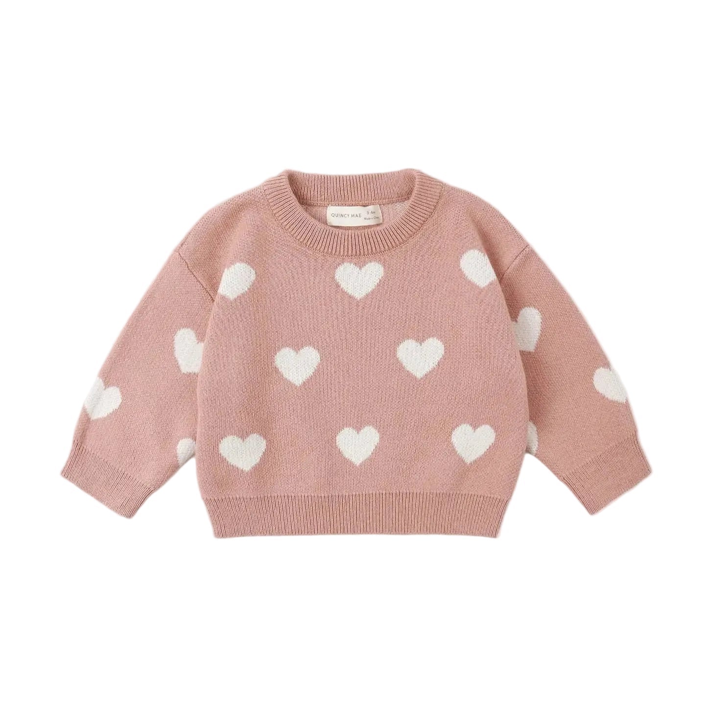 Heart Knit Sweater Pink