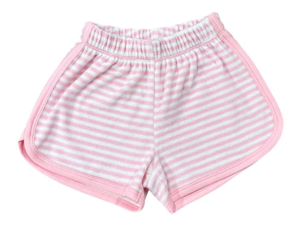 Pink Stripe- Light Pink Terrycloth Girl Shorts