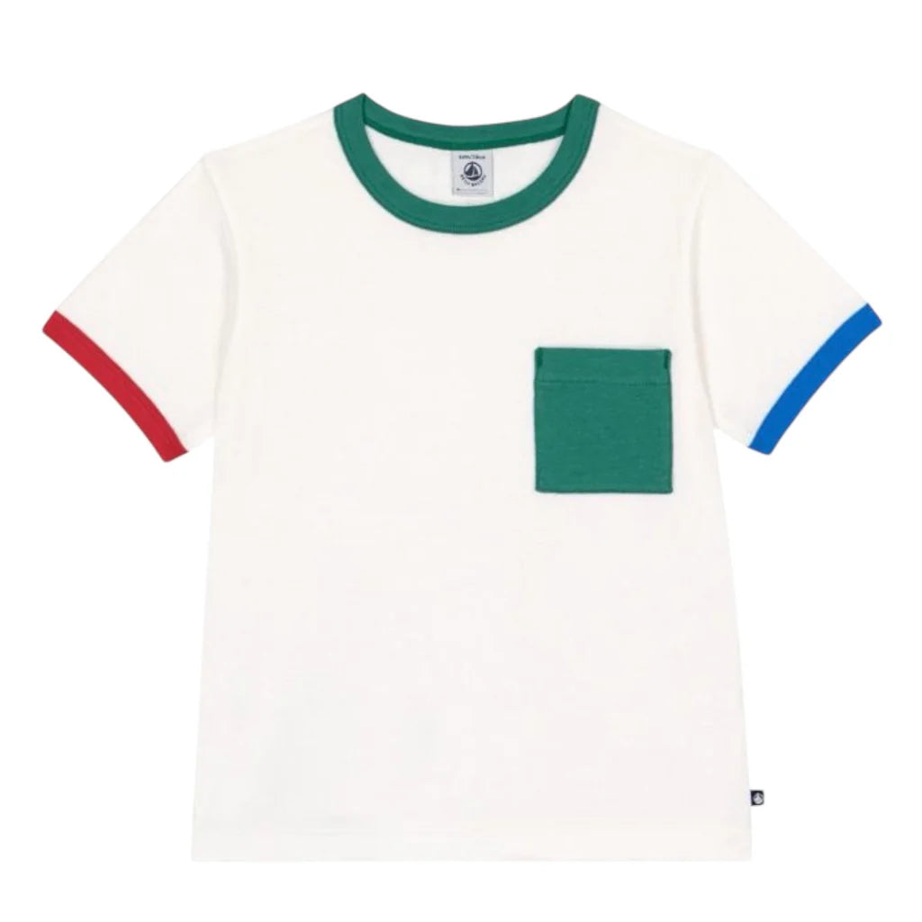 Boy SS Tee with Contrast Trim and Pocket