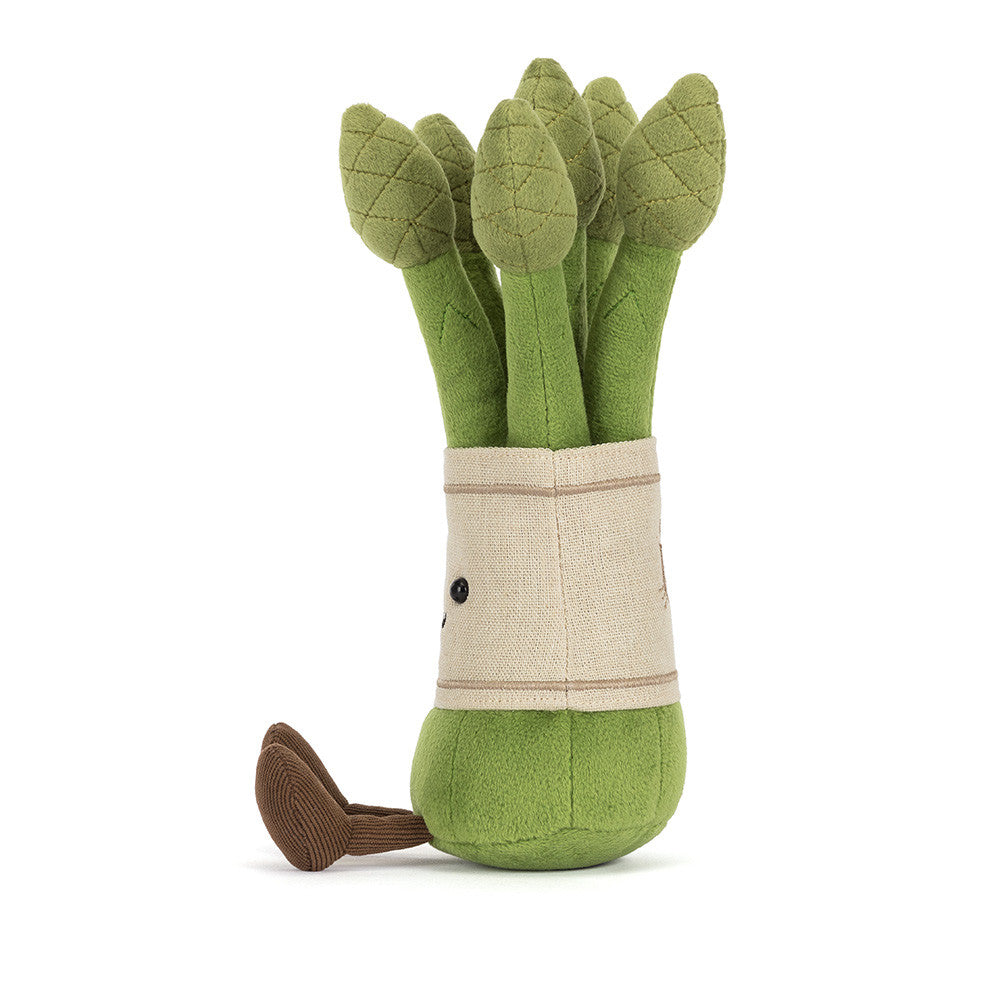 Amuseables Asparagus by JellyCat, a delightful vegetable-inspired plush toy ideal for imaginative play and gifting.