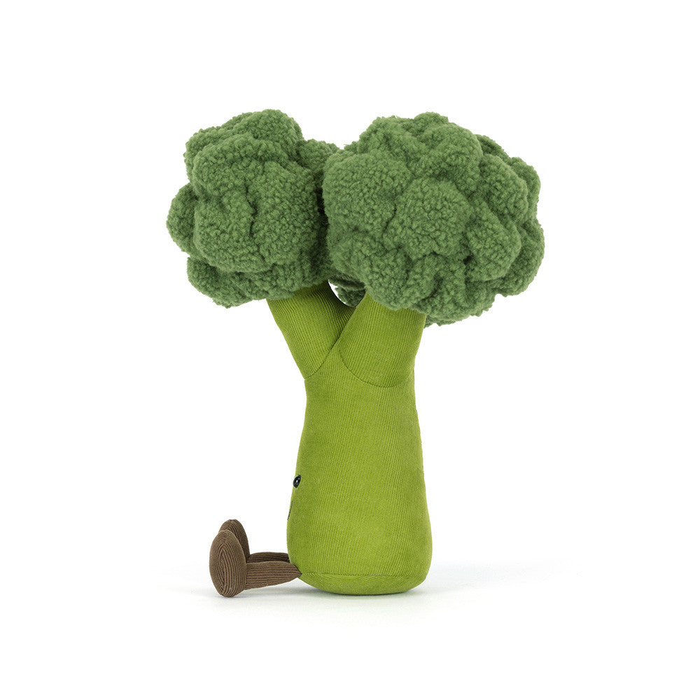 Cute Amusables Broccoli by JellyCat, showing its vibrant green color and fun design.