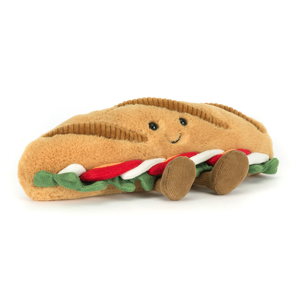 Close-up of Amuseables Caprese Baguette - a soft plush baguette with charming details, ideal for display or on-the-go adventures.