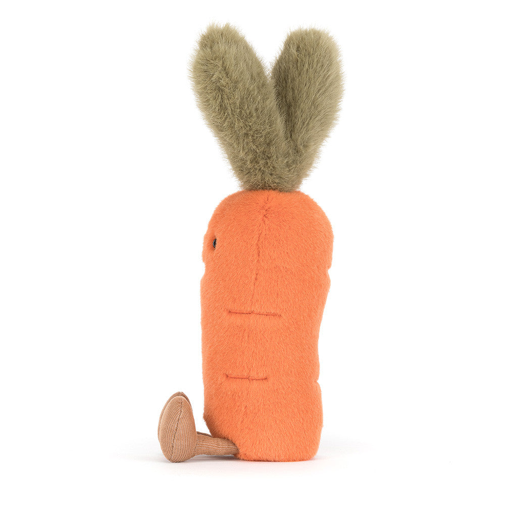 Adorable JellyCat Amusables Carrot with polyester filling and perfect for cuddling.