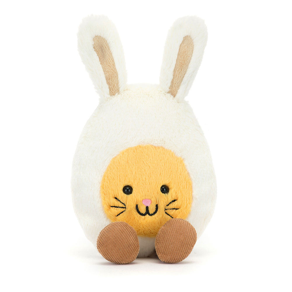 JellyCat Amuseables Bunny Egg Plush - a cute 5.5-inch Easter plush toy featuring a smiling bunny face with floppy ears and pastel colors, perfect for Easter celebrations and egg hunts.
