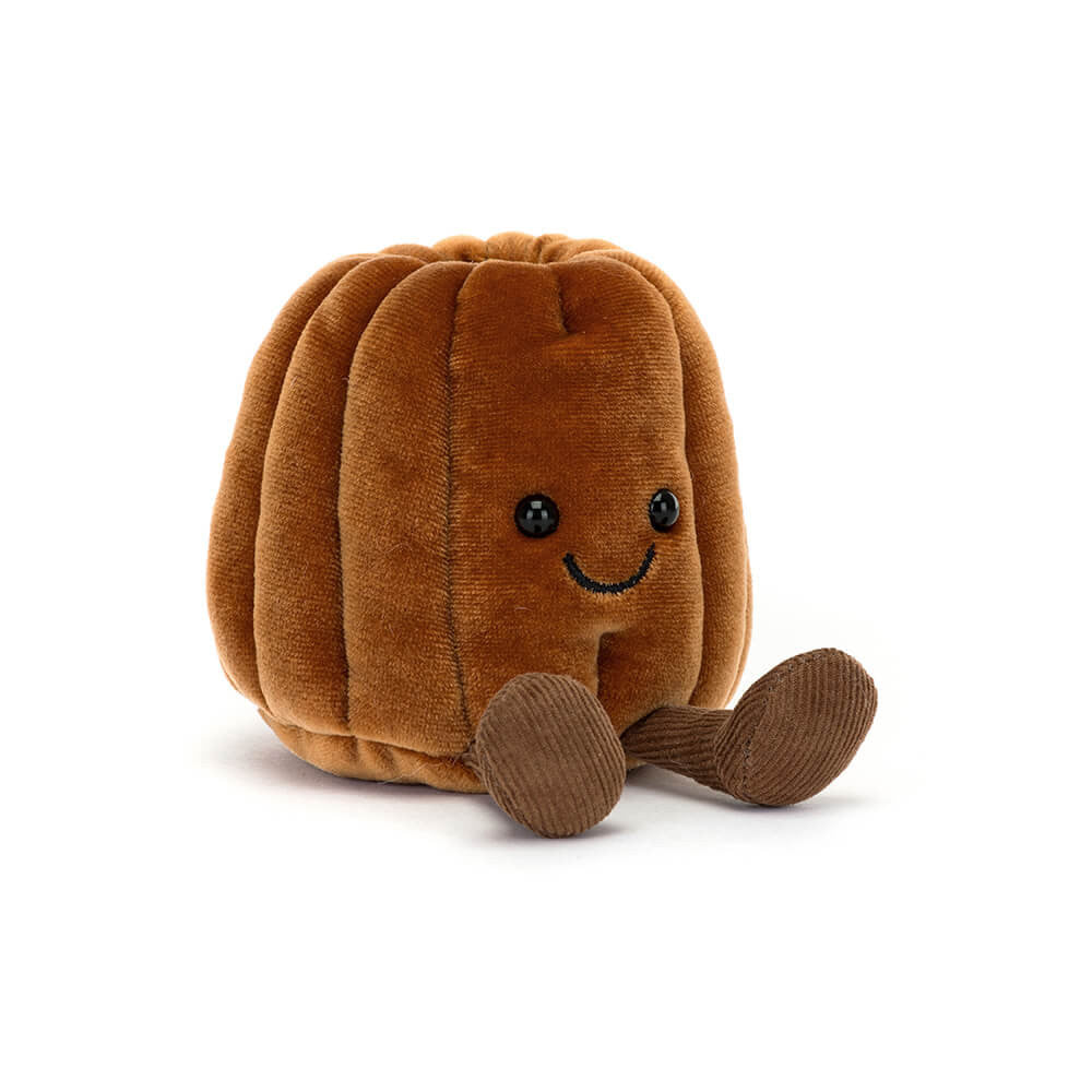 Amuseables Carole Canelé plush toy by JellyCat, featuring a cute smiling face and soft brown texture, perfect for cuddling.
