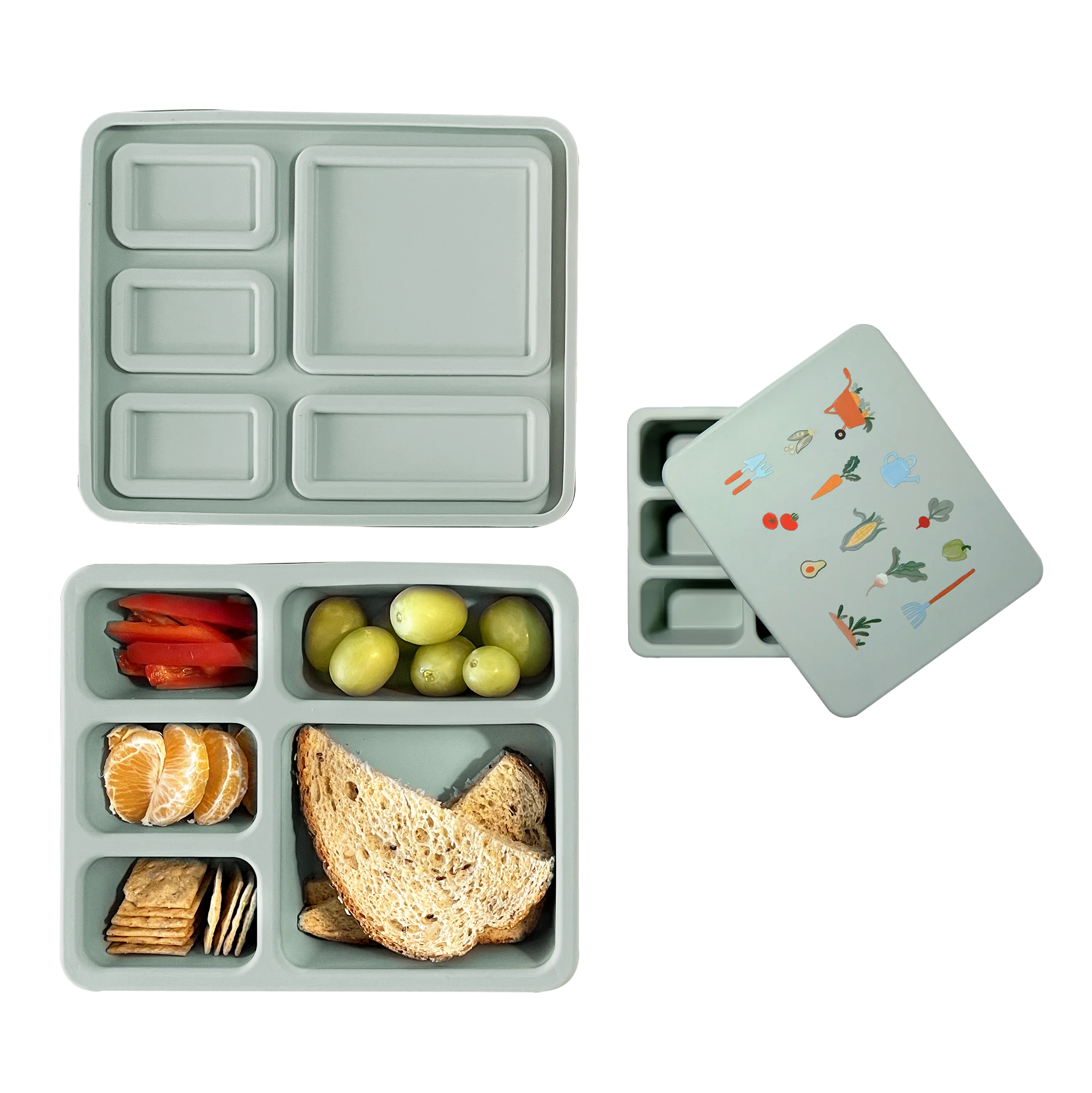 Silicone Bento Box Veggie Garden Robin's Egg Blue
