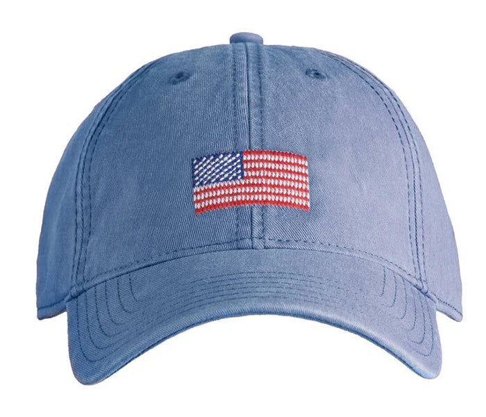 Kids American Flag Baseball Hat - Light Blue
