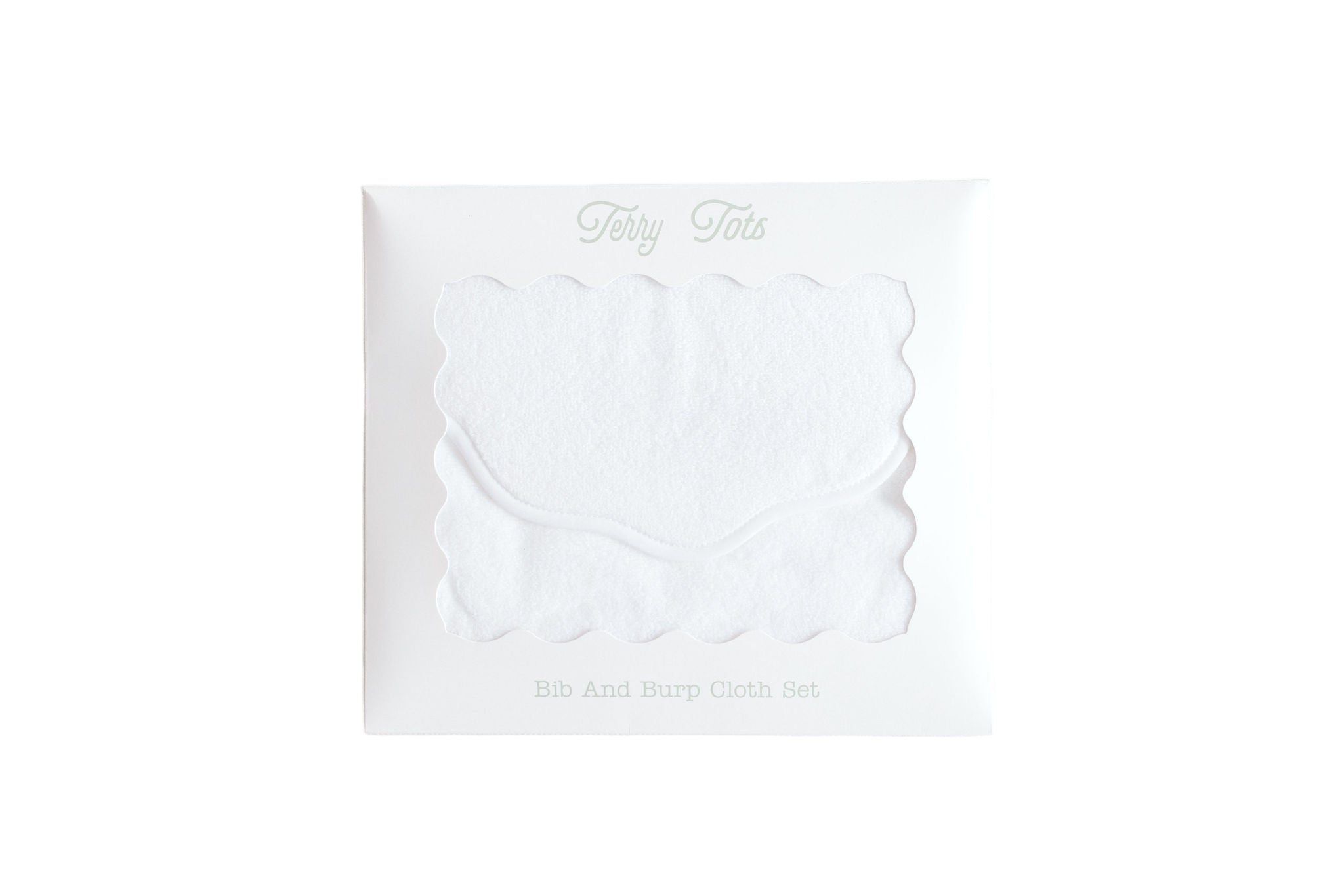 Bib & Burp Set - white solid scalloped edge