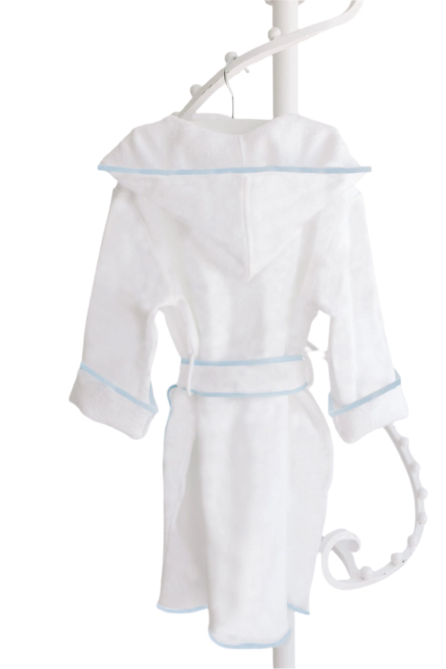 Blue Trim White Bathrobe
