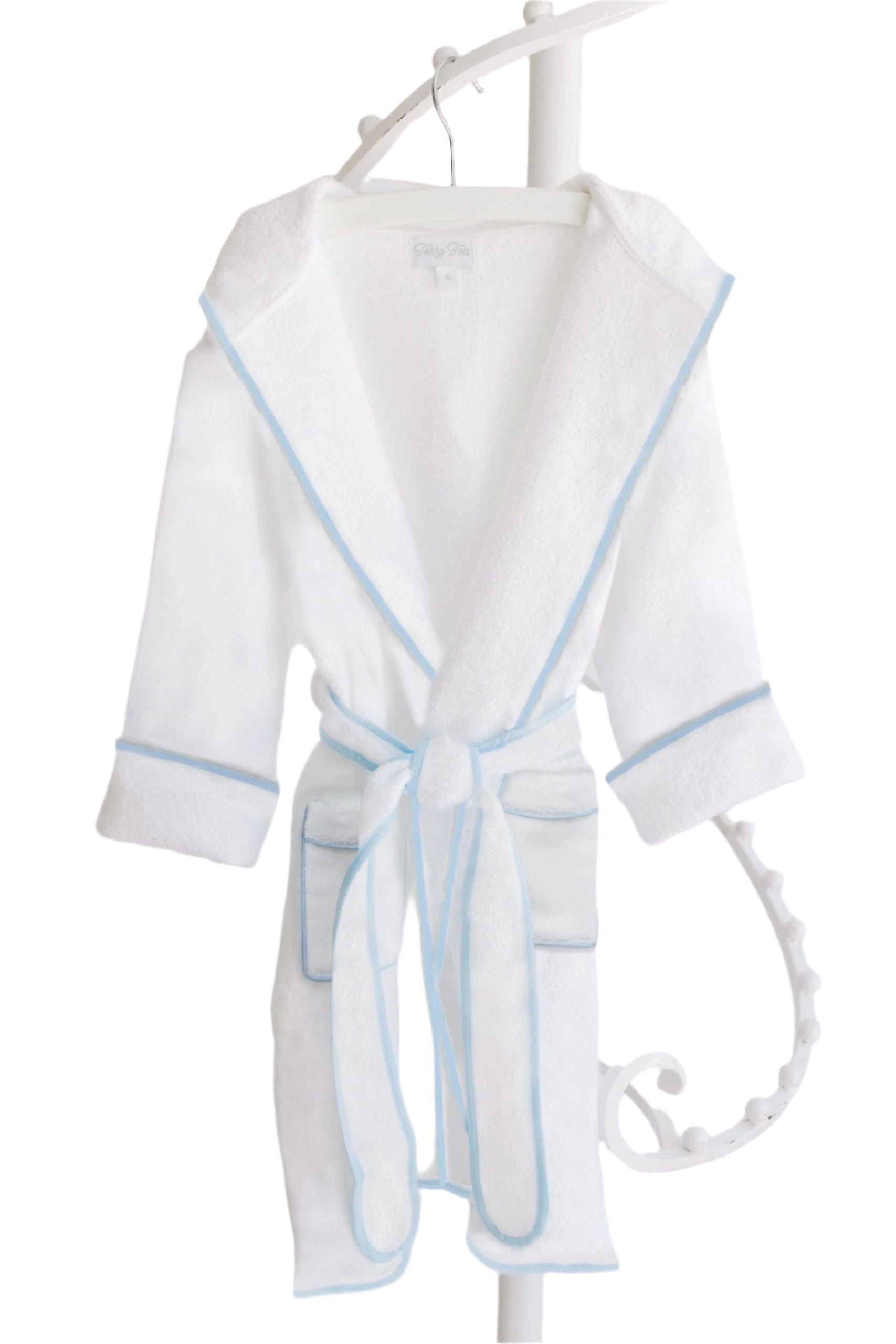 Blue Trim White Bathrobe