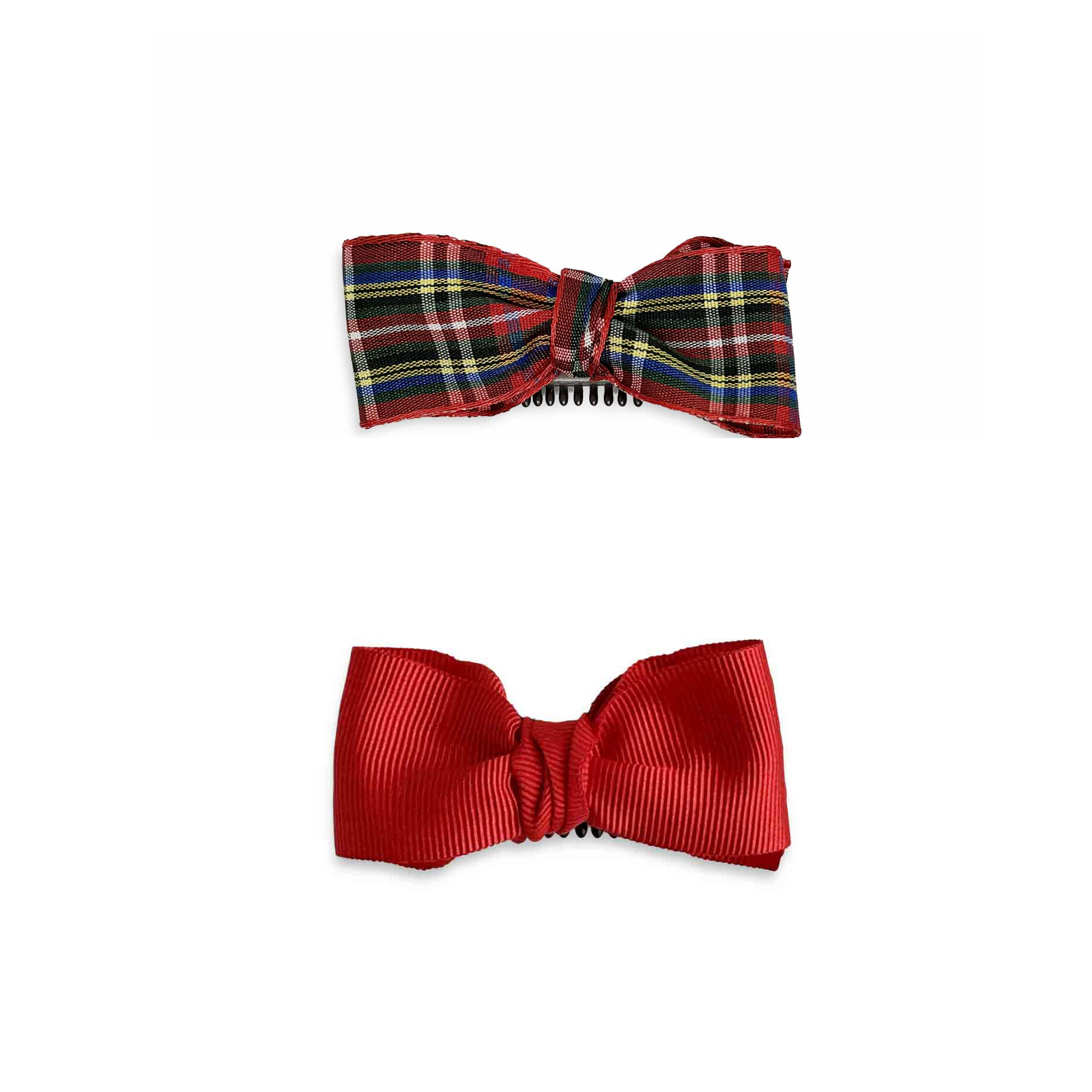 Set of two mini bows - Red Tartan