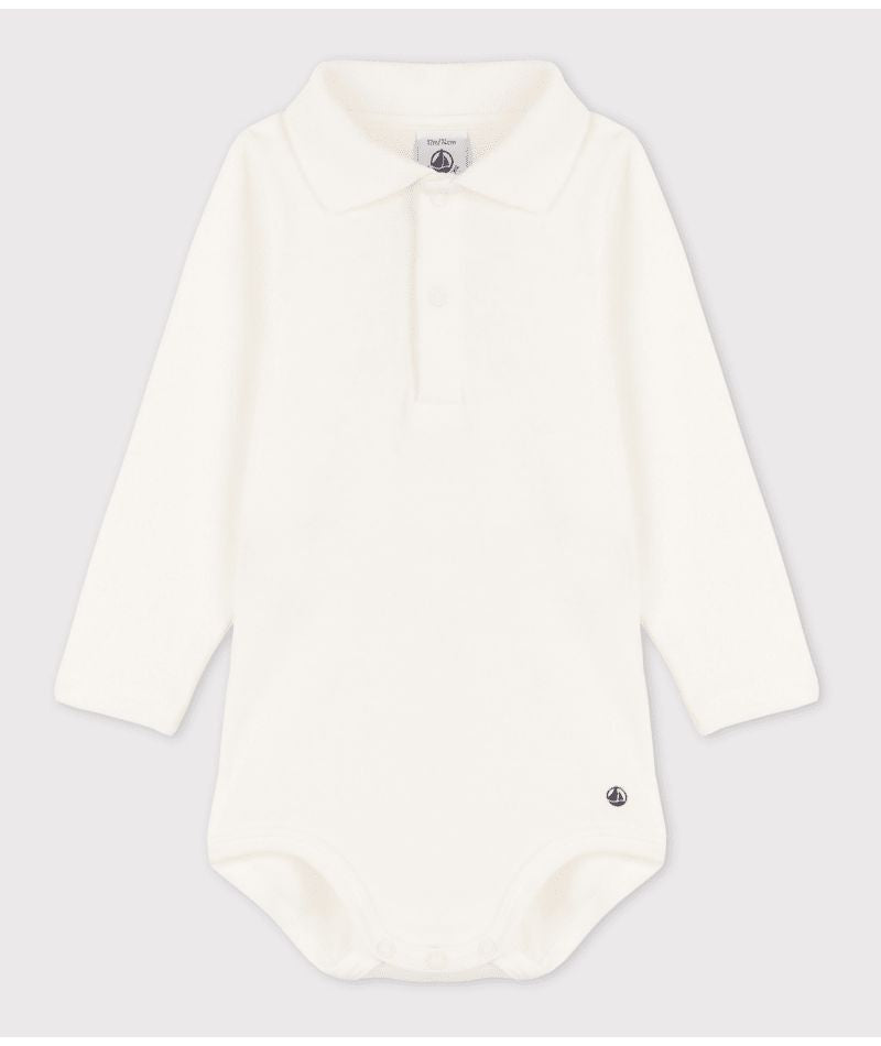 Baby Boy LS Bodysuit w/ Collar White F26
