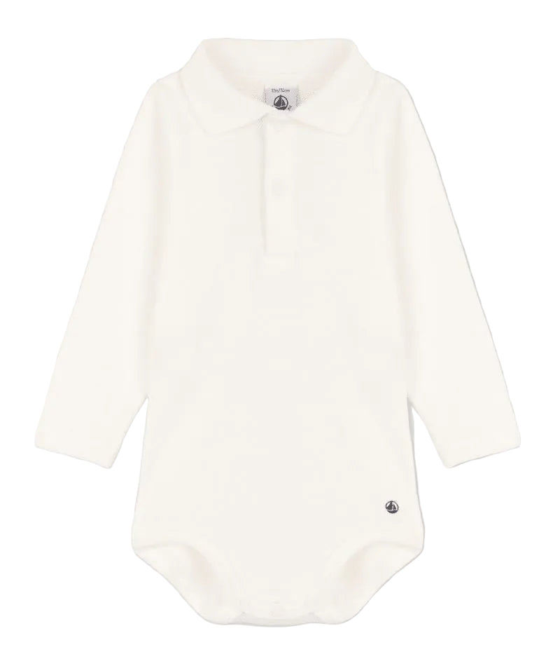 Baby Boy LS Bodysuit w/ Collar White F26