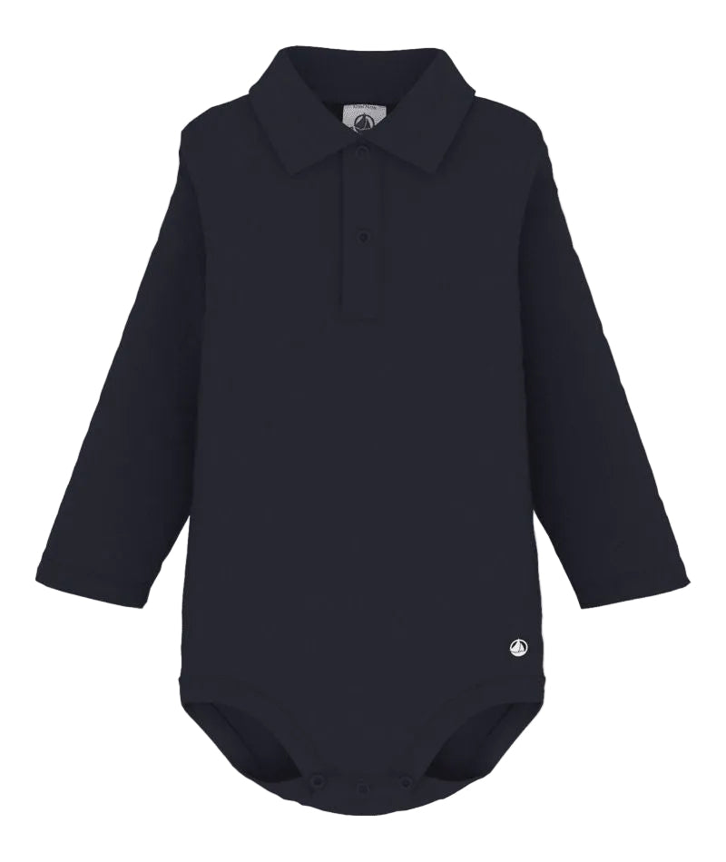 Baby Boy LS Bodysuit w/ Collar Navy F26