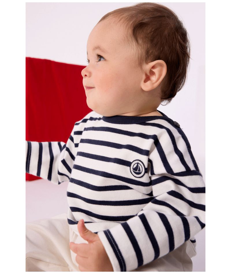 Baby Boy LS Stripe Marinere Top White Navy F26