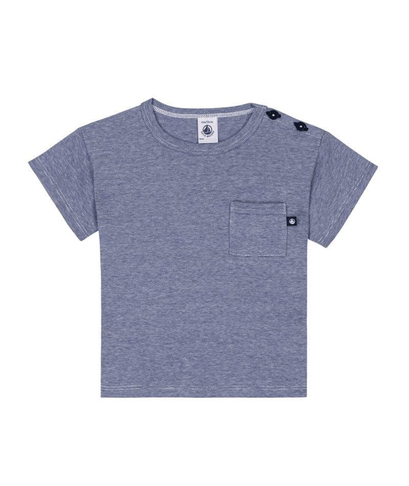 Baby Boy SS Thin Stripe Tee Navy and White