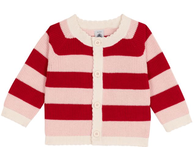 Baby Girl Knit Stripe Cardigan Red Pink F26