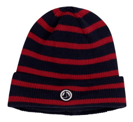 Boy Knit Striped Hat Navy Red F26