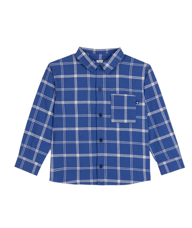 Boy LS Check Shirt Blue Cream F26