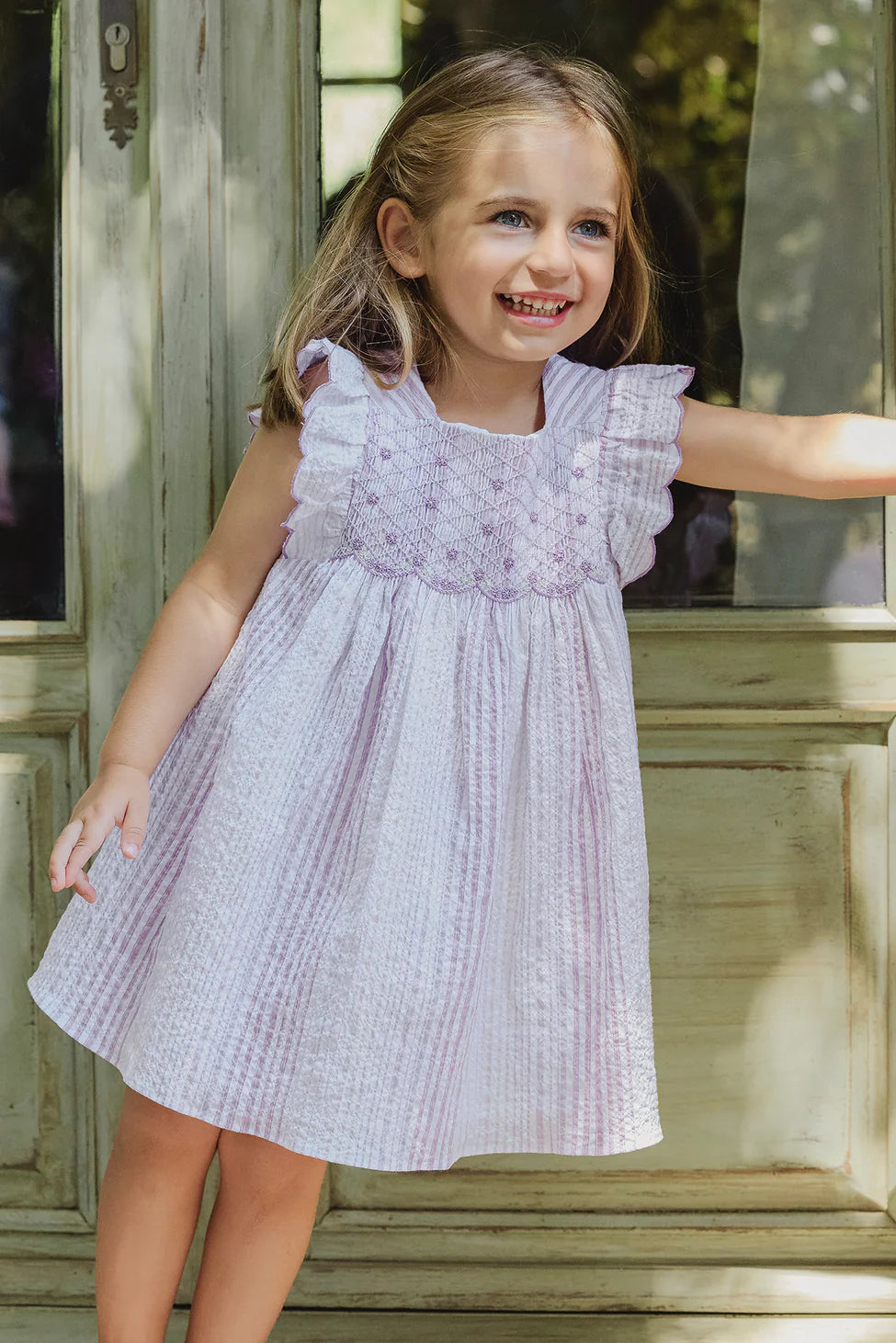 Lilas Stripes smock Embroidered