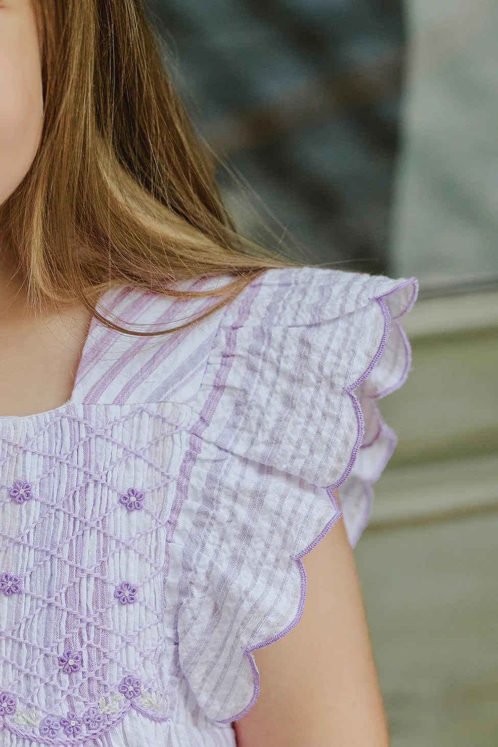 Lilas Stripes smock Embroidered