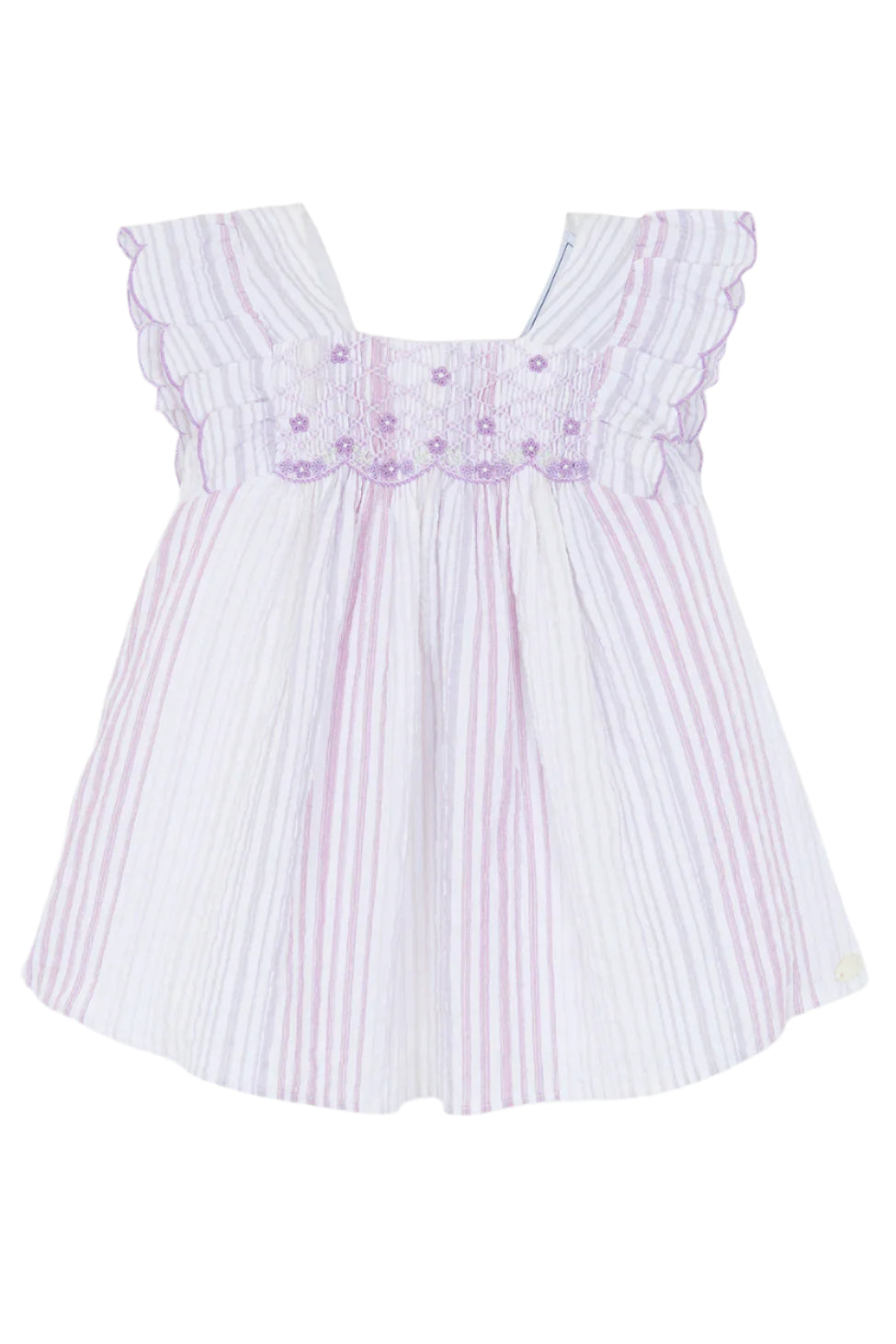 Tartine et Chocolat - Dress - Lilas Stripes smock Embroidered Tartine et Chocolat - Dress - Lilas Stripes smock Embroidered