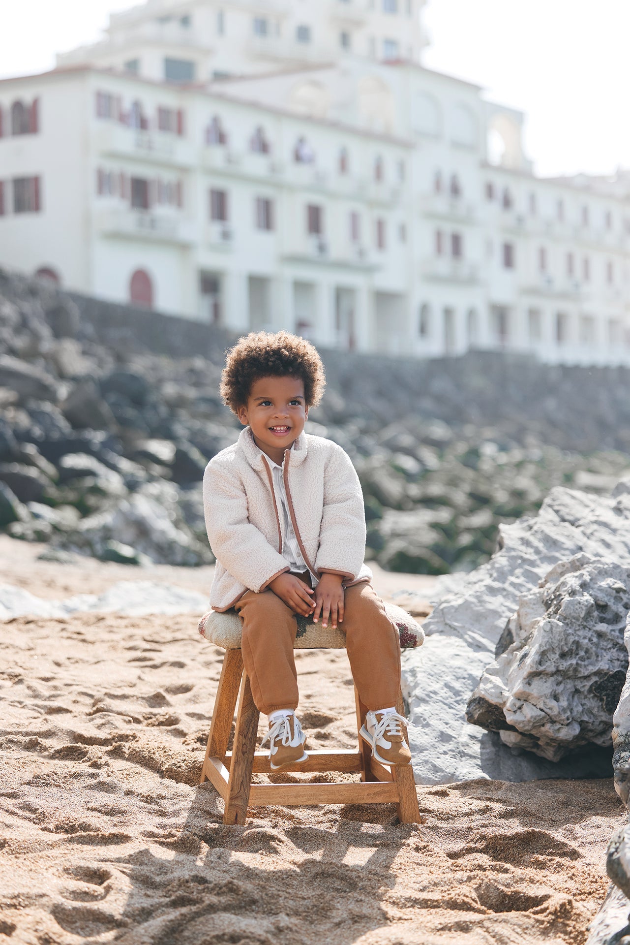 Cardigan Beige Imitation Faux Fourrure Mouton