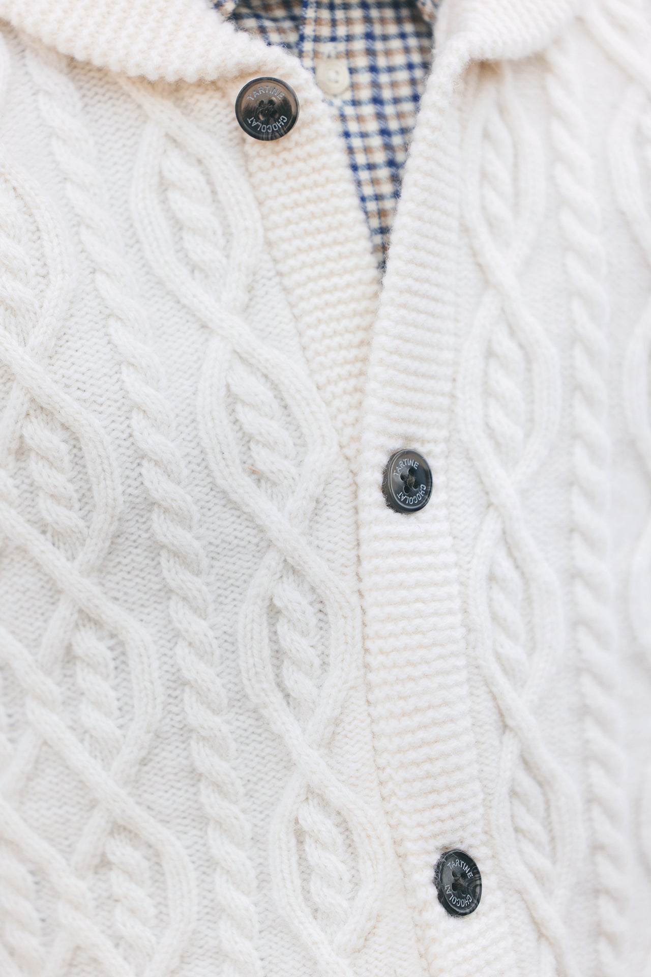Cardigan Ecru Shawl collar Knitwear Cable
