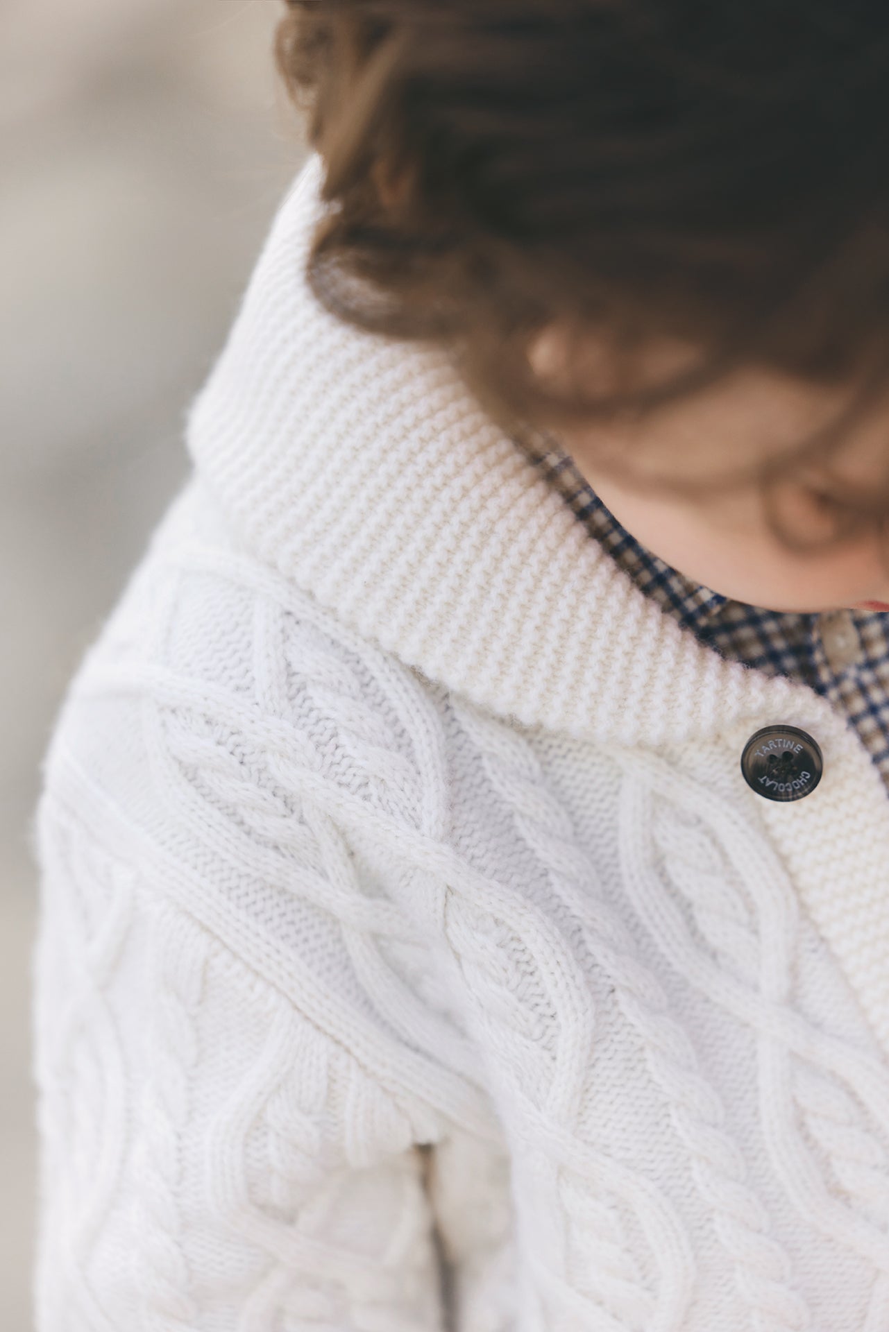 Cardigan Ecru Shawl collar Knitwear Cable