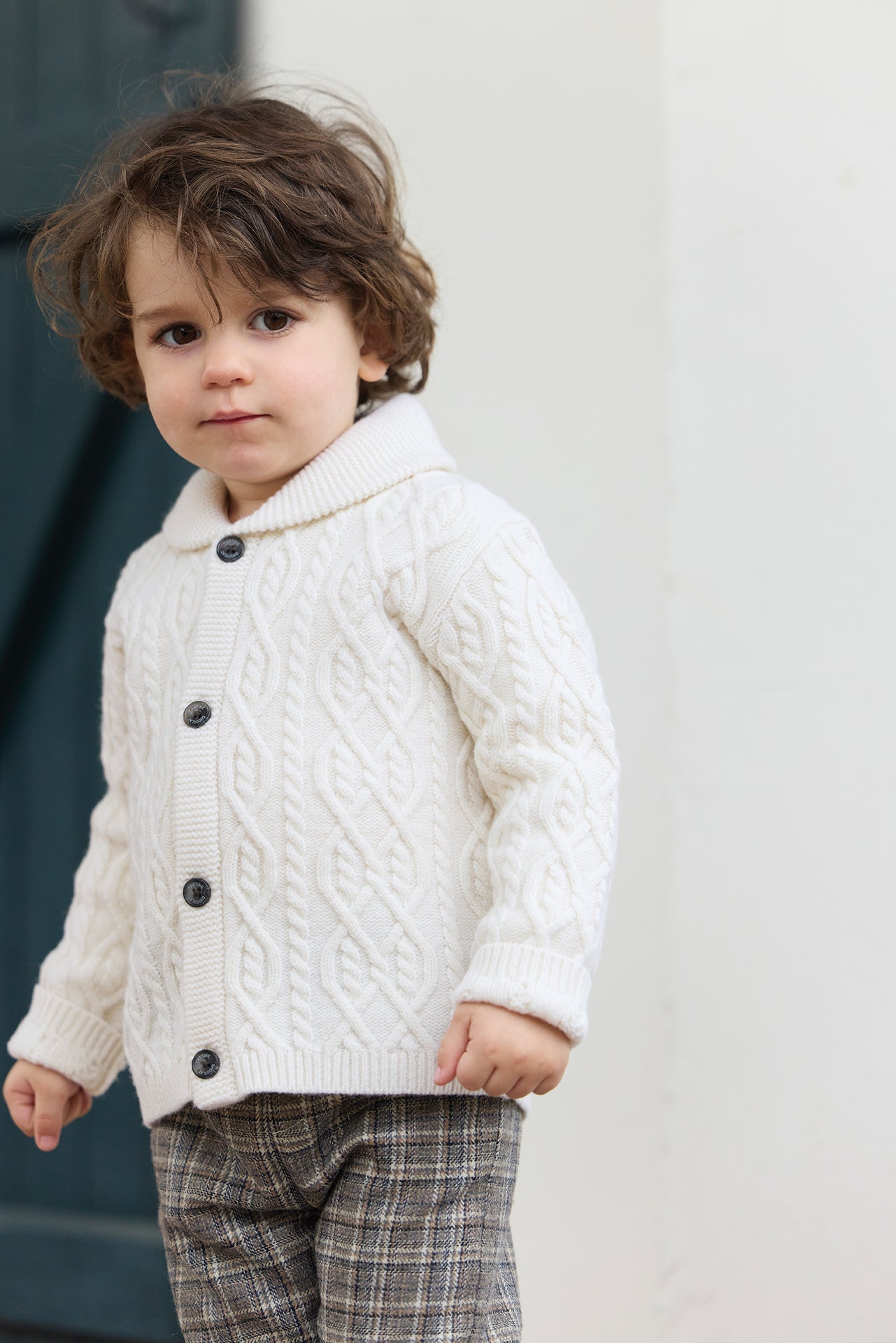 Cardigan Ecru Shawl collar Knitwear Cable